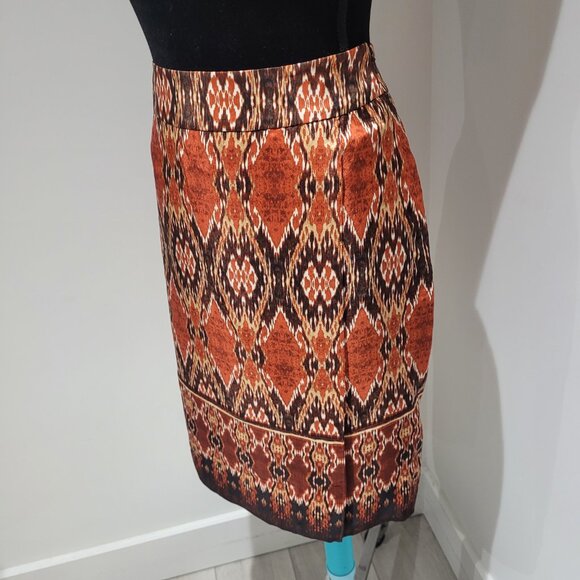 Jones New York Women's 100% Silk Burnt Orange Lined Faux Wrap Skirt Size 8 Luxe - Picture 3 of 11